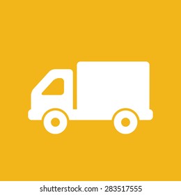 flat truck icon button on a yellow background