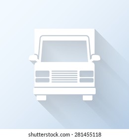 Flat truck icon with long shadow. Vector illustration