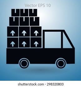 Flat truck icon. Vector