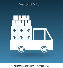 Flat truck icon. Vector