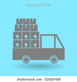 Flat truck icon. Vector