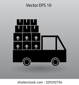 Flat truck icon. Vector