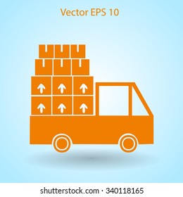 Flat truck icon. Vector