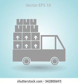 Flat truck icon. Vector