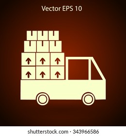 Flat truck icon. Vector