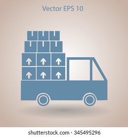 Flat truck icon. Vector