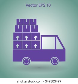 Flat truck icon. Vector