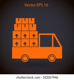 Flat truck icon. Vector