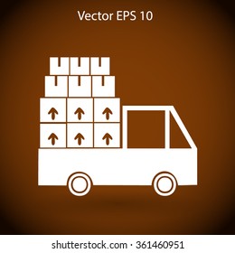 Flat truck icon. Vector