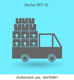 Flat truck icon. Vector