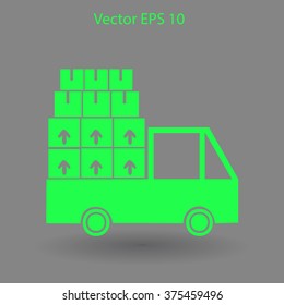 Flat truck icon. Vector