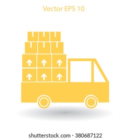 Flat truck icon. Vector