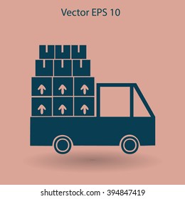 Flat truck icon. Vector