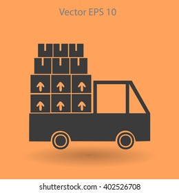 Flat truck icon. Vector