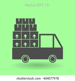 Flat truck icon. Vector