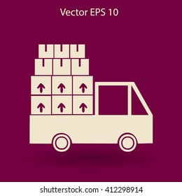 Flat truck icon. Vector