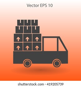 Flat truck icon. Vector