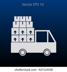 Flat truck icon. Vector