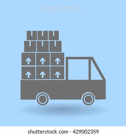 Flat truck icon. Vector