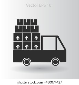Flat truck icon. Vector