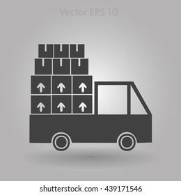 Flat truck icon. Vector