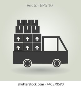 Flat truck icon. Vector