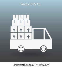 Flat truck icon. Vector