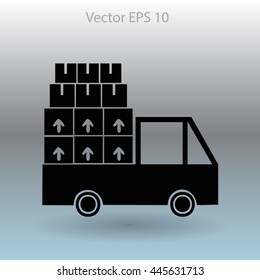 Flat truck icon. Vector