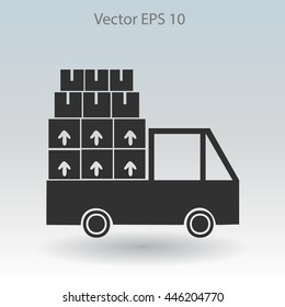 Flat truck icon. Vector