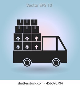 Flat truck icon. Vector