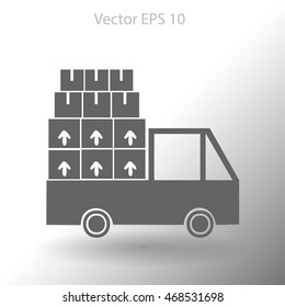 Flat truck icon. Vector