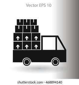 Flat truck icon. Vector