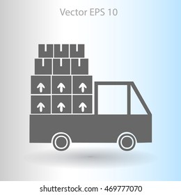 Flat truck icon. Vector