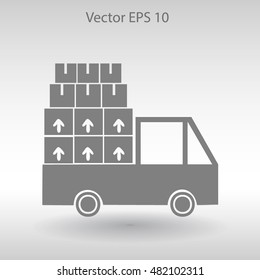 Flat truck icon. Vector