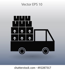 Flat truck icon. Vector