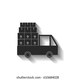 Flat truck icon. Vector