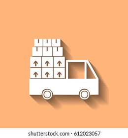 Flat truck icon. Vector