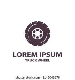 Flat truck wheel icon. Wheel logo template for the business card, branding and corporate identity.