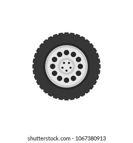 Flat truck wheel vector isolated icon or logo element