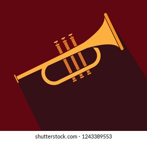 flat trumpet icon with dark background