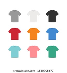 Flat t-shirt mock up set, shirt design illustration, front view - Vector
