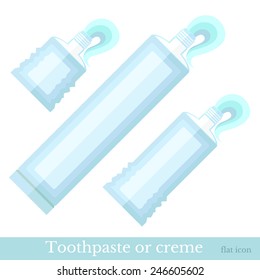 flat tube with squeezed from paste or cream etc. isolated on white Place for your design and branding Vector