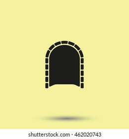 Flat tunnel icon. Entrance illustration.