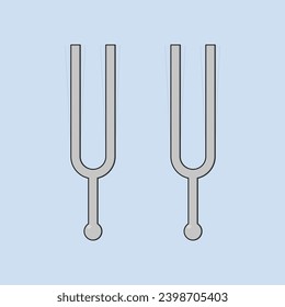 Flat Tunning Fork Vector Illustration Physics experiment Icon Vibration Fork