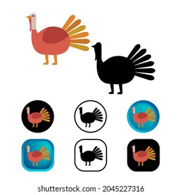 Flat Turkey Bird Icon Collection