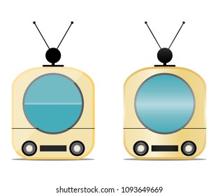 Flat TV With Antenna on white background. vector illustration, eps10