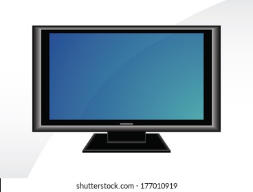 The flat TV on a white background