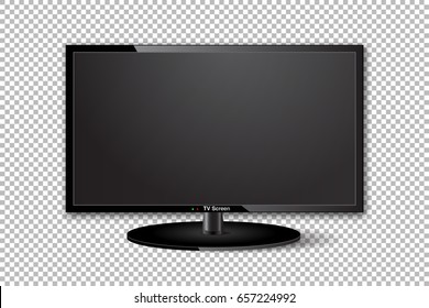 Flat TV screen realistic vector design. Monitor realistic illustration on transparent background