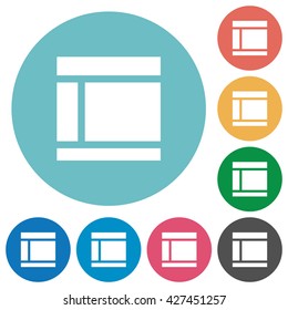 Flat two columns web layout icon set on round color background.