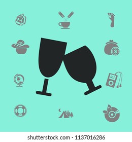 Flat two glasses icon